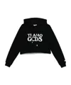 Gcds Cropped Hoodie With Drawstring And Ribbed Cuffs In Black