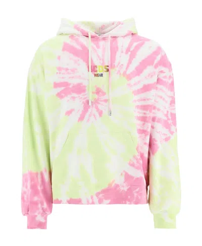 GCDS GCDS LOGO PRINTED TIE-DYED DRAWSTRING HOODIE