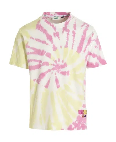GCDS GCDS LOGO PRINTED TIE-DYE CREWNECK T-SHIRT