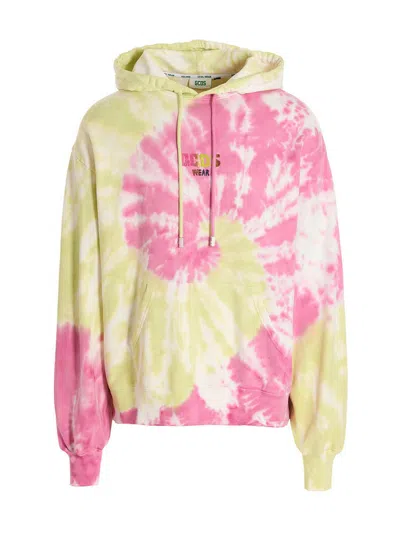 Gcds Tie-dye Cotton Hoodie In Pink