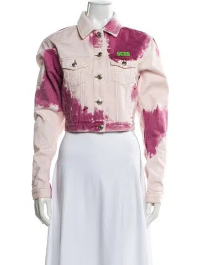 Pre-owned Gcds Tie-dye Print Denim Jacket In Pink