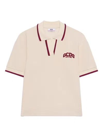 Gcds Poloshirt Mit Kontrastdetail In Neutral
