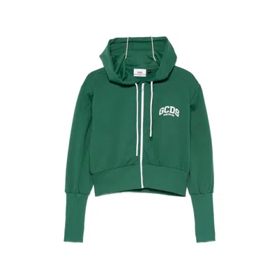Gcds Zip-up Logo-print Hoodie In Green