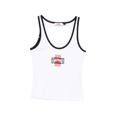 Gcds Logo-print Contrast-trim Tank Top In White