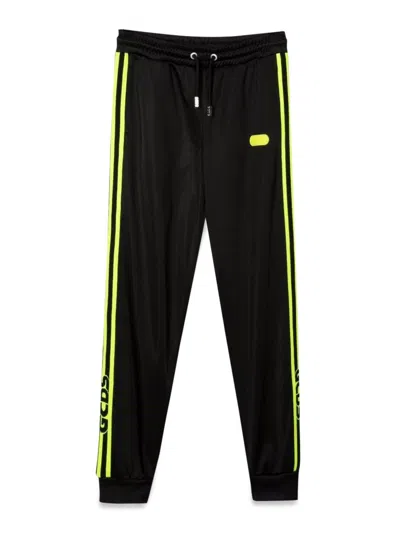 Gcds Kids Triacetate Trousers In Black
