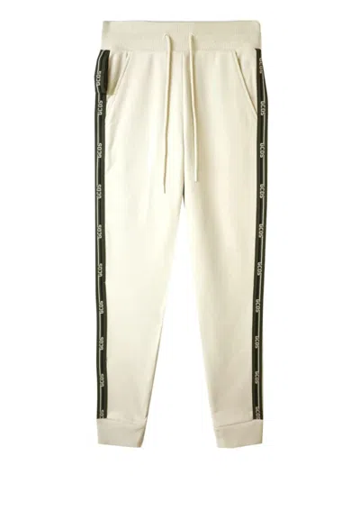 Gcds Trousers Logo Tape Joggers In Neutral