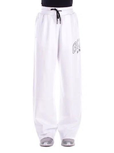 Gcds Trousers White In White Black Bianco