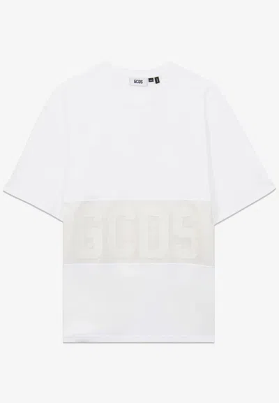 Gcds T-shirt Band Logo Tonal Loose Ss T-shirt In White