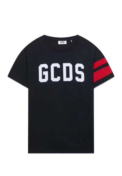 Gcds T-shirt Logo Regular Loose Ss T-shirt In Black