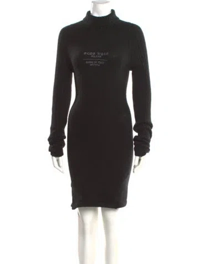 Pre-owned Gcds Turtleneck Mini Dress In Black