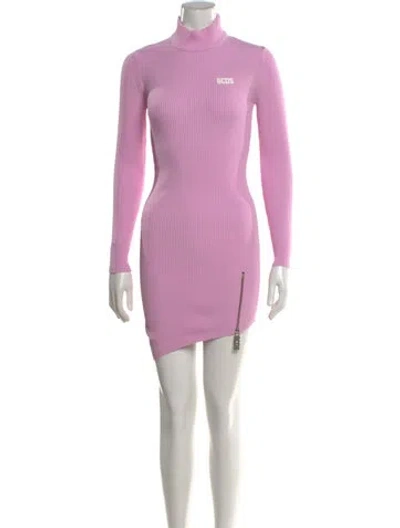 Pre-owned Gcds Turtleneck Mini Dress In Pink