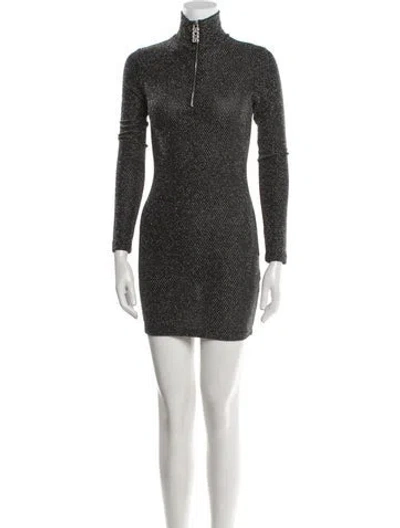 Pre-owned Gcds Turtleneck Mini Dress In Silver