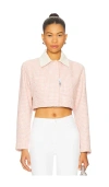 Gcds Tweed Crop Jacket In Pink