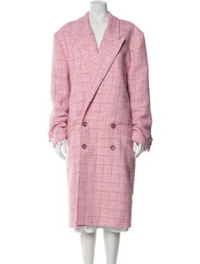 Pre-owned Gcds Tweed Pattern Coat In Pink