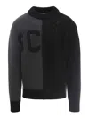 Gcds Color Block Sweater In Black And Anthracite In Black