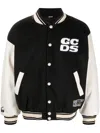 Gcds Varsity Bomber Jacket Contrast Sleeves In Black