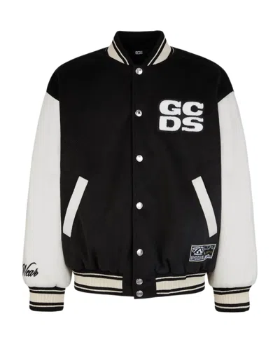 Gcds Two-tone Logo-patch Bomber Jacket In Black