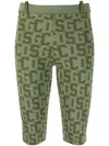 Gcds Monogram Jacquard Cycling Shorts In Green