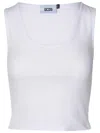 Gcds Textured Ribbed Sleeveless Top In White