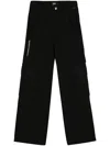 Gcds Logo Patch Wide-leg Cargo Pants In Black