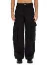 Gcds Logo Patch Wide-leg Cargo Pants In Black