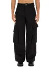 Gcds Logo Patch Wide-leg Cargo Pants In Black