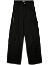 Gcds Logo Patch Wide-leg Cargo Pants In 黑色