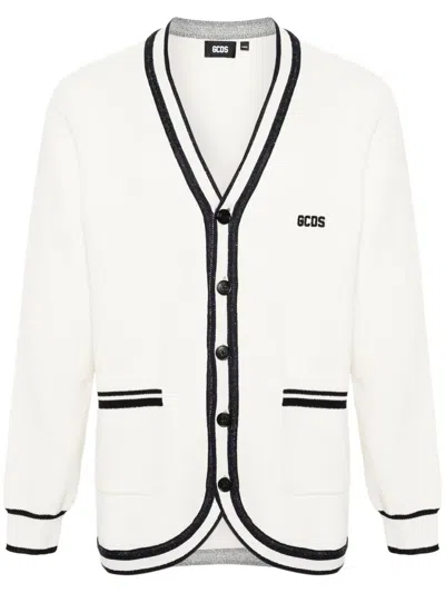 Gcds V-neck Bouclé-knit Cardigan In Neutrals