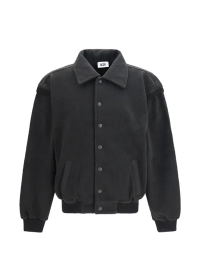 Gcds Varsity Lounge Logo-patch Bomber Jacket In Black