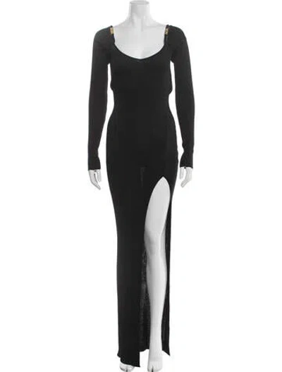 Pre-owned Gcds V-neck Long Dress In Black
