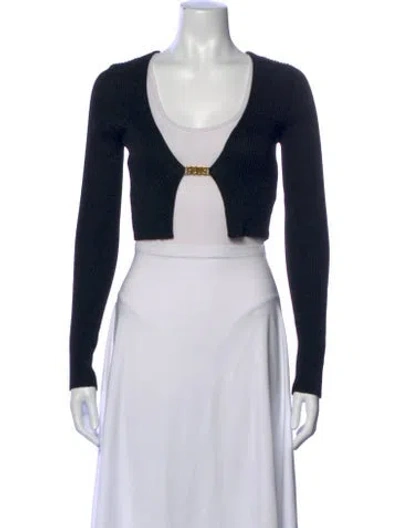 Pre-owned Gcds V-neck Long Sleeve Crop Top W/ Tags In Blue
