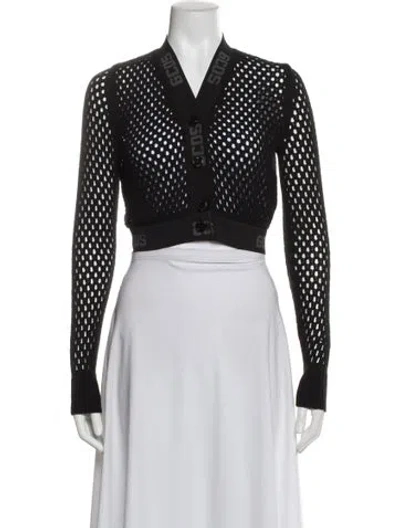 Pre-owned Gcds V-neck Sweater In Black