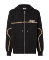 Gcds Black Waved Logo Hoodie In Black