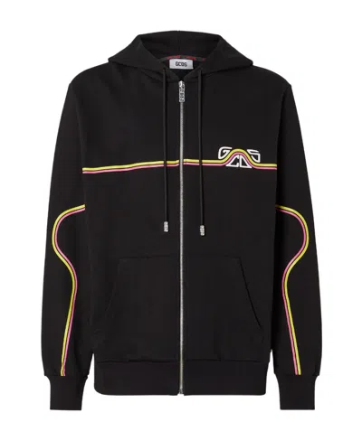 GCDS WAVED LOGO ZIP-UP HOODIE