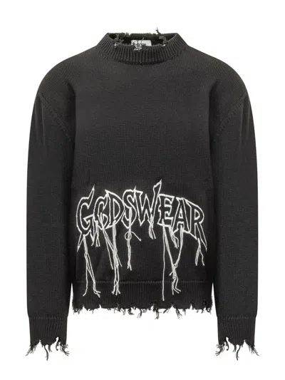Gcds Webnet Crewneck Sweater In Black