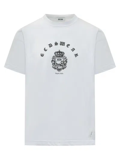 Gcds White Graphic Crew Neck T-shirt