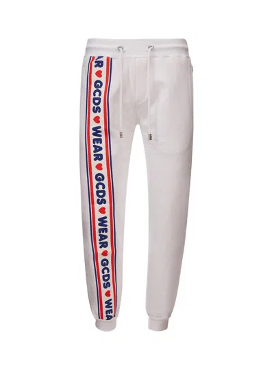 Gcds White Jogging Trousers With Logo