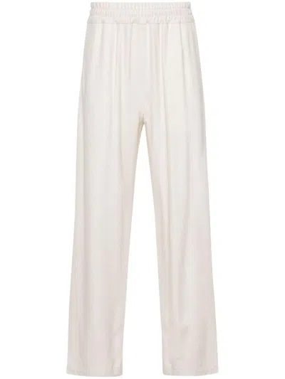 GCDS WHITE LINEN TROUSERS