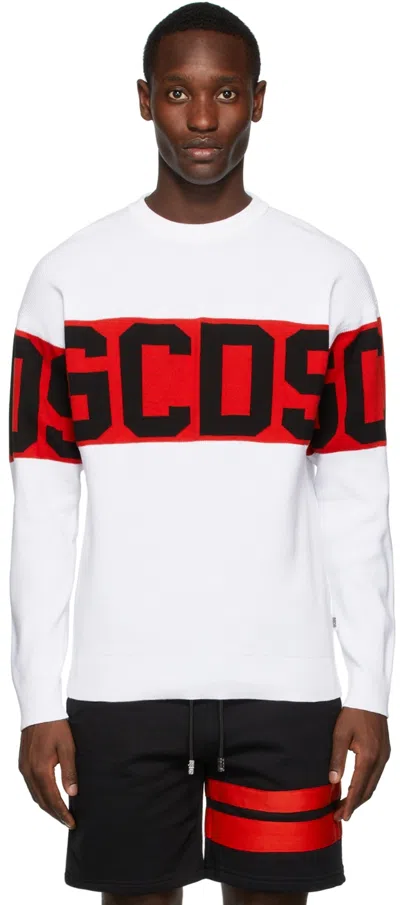 GCDS WHITE LOGO BAND SWEATER