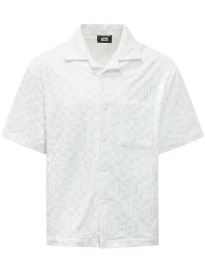 Gcds White Relaxed Textured Shirt In Multi