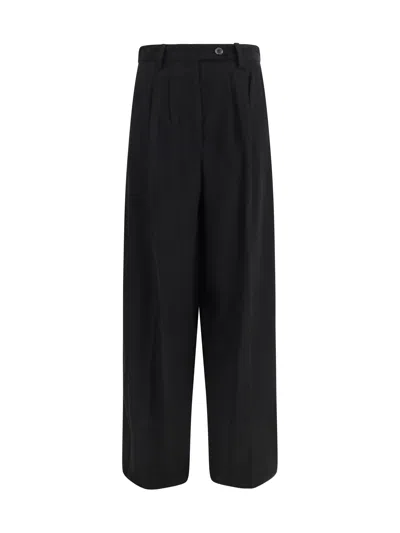 Gcds Wide-leg Tailored Viscose Trousers In Black