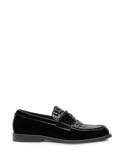 Gcds Wirdo Monogram-embossed Loafers In Black