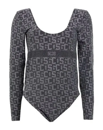 Gcds Woman Bodysuit Charcoal Size Xl Polyamide, Elastane, Polyester In Grey