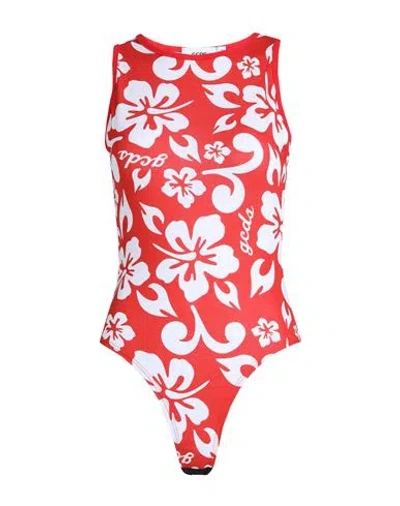 Gcds Woman Bodysuit White Size S Polyester, Lycra In Red
