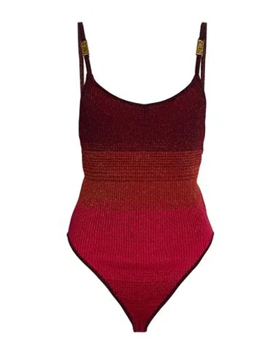 Gcds Woman Bodysuit Rust Size S Viscose, Polyamide, Metal In Red