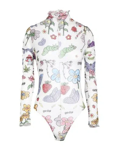 Gcds Woman Bodysuit White Size L Polyamide, Elastane