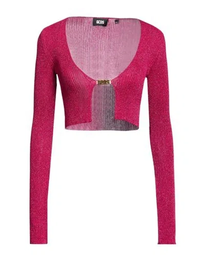 Gcds Woman Cardigan Fuchsia Size S Viscose, Polyester, Metallic Fiber In Pink