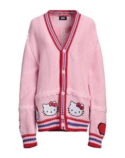 Gcds Woman Cardigan Pink Size Xl Cotton, Polyamide