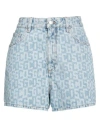 Gcds Blue Printed Denim Shorts In Blue