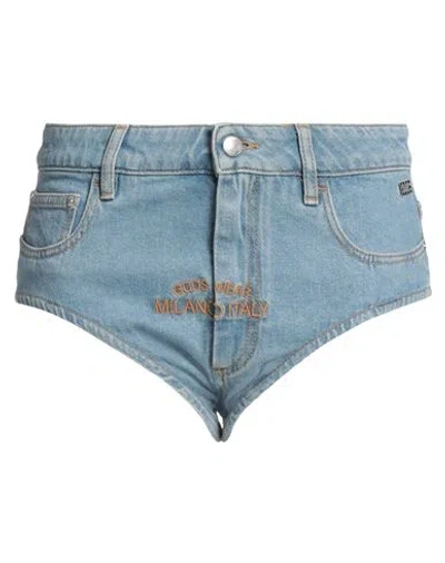 Gcds Woman Denim Shorts Blue Size 29 Cotton